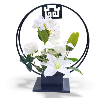 Artificial Flower Arrangement on Stand White