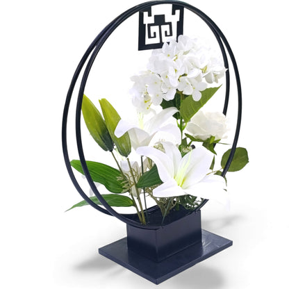 Artificial Flower Arrangement on Stand White