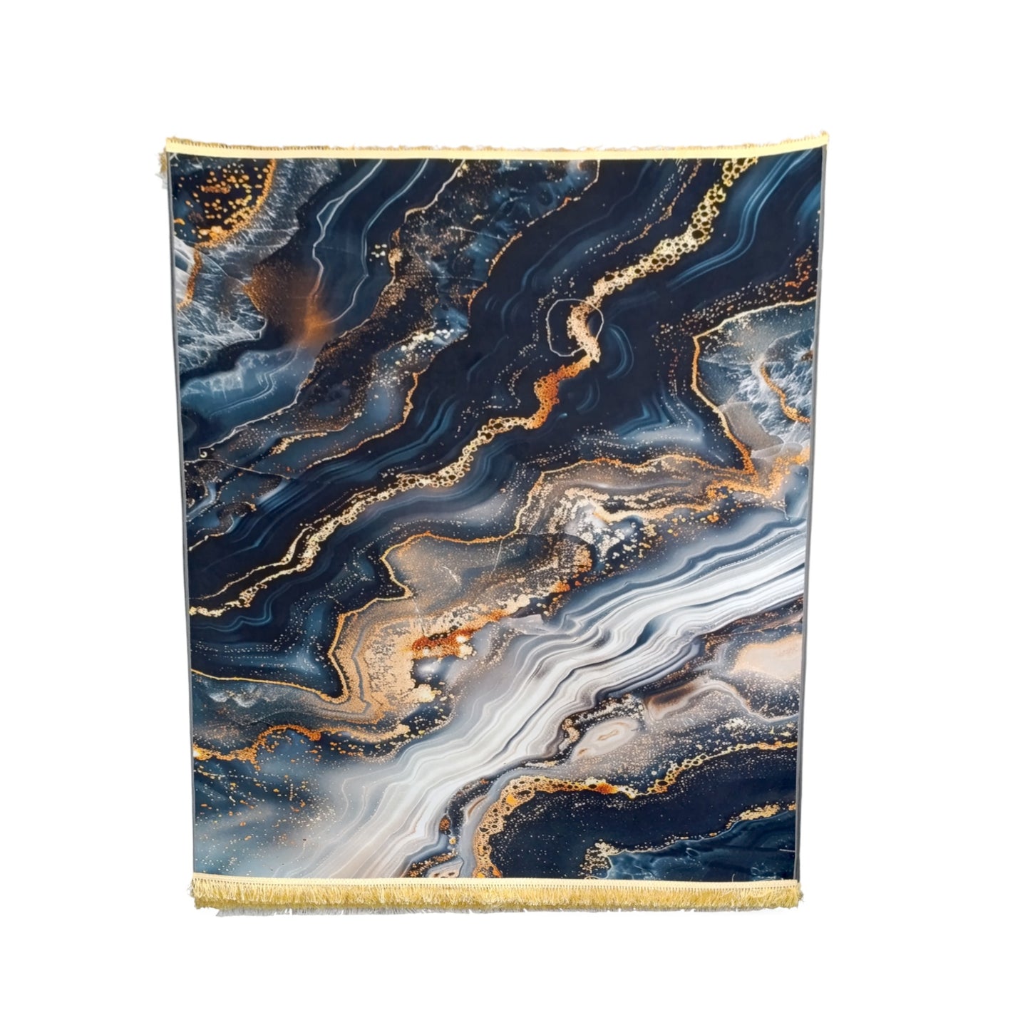 1.5 x 2m 3D Marble Design Carpet Black & Gold