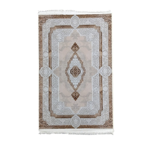 1 x 1.5m Persian-inspired Medallion Design Carpet Multicoloured