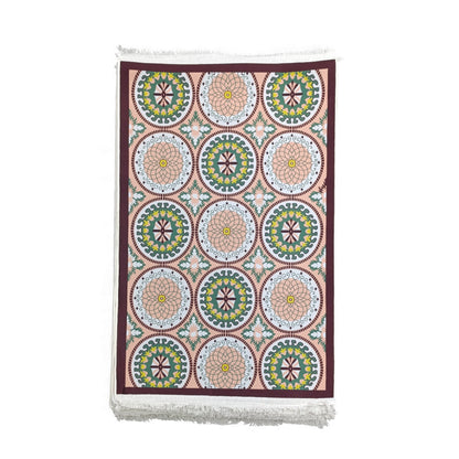 1 x 1.5m Patterned Carpet with Medallion Design Multicoloured