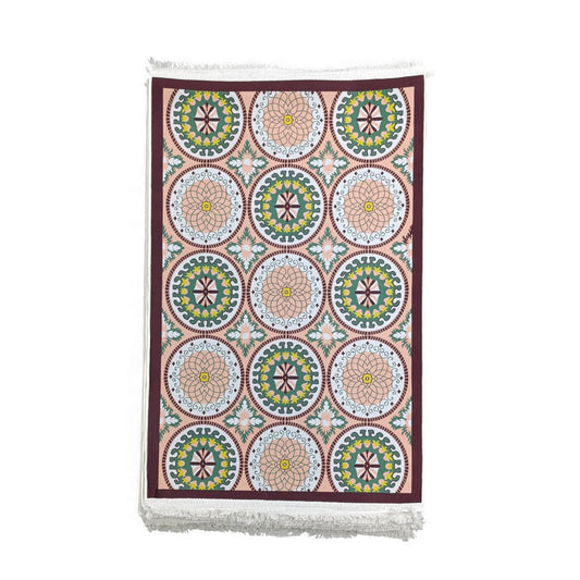 1 x 1.5m Patterned Carpet with Medallion Design Multicoloured