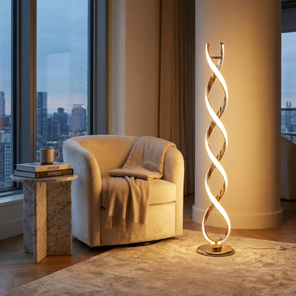 Swirl Design LED Floor Lamp Gold