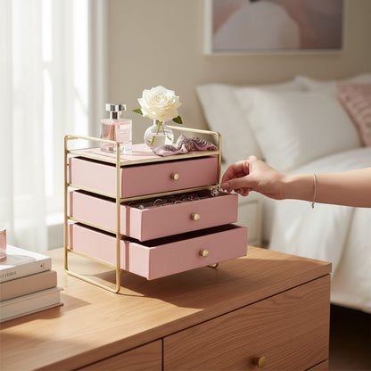 Antalya 3 Drawer Jewellery Organiser Pink