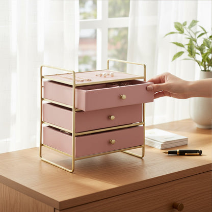 Antalya 3 Drawer Jewellery Organiser Pink