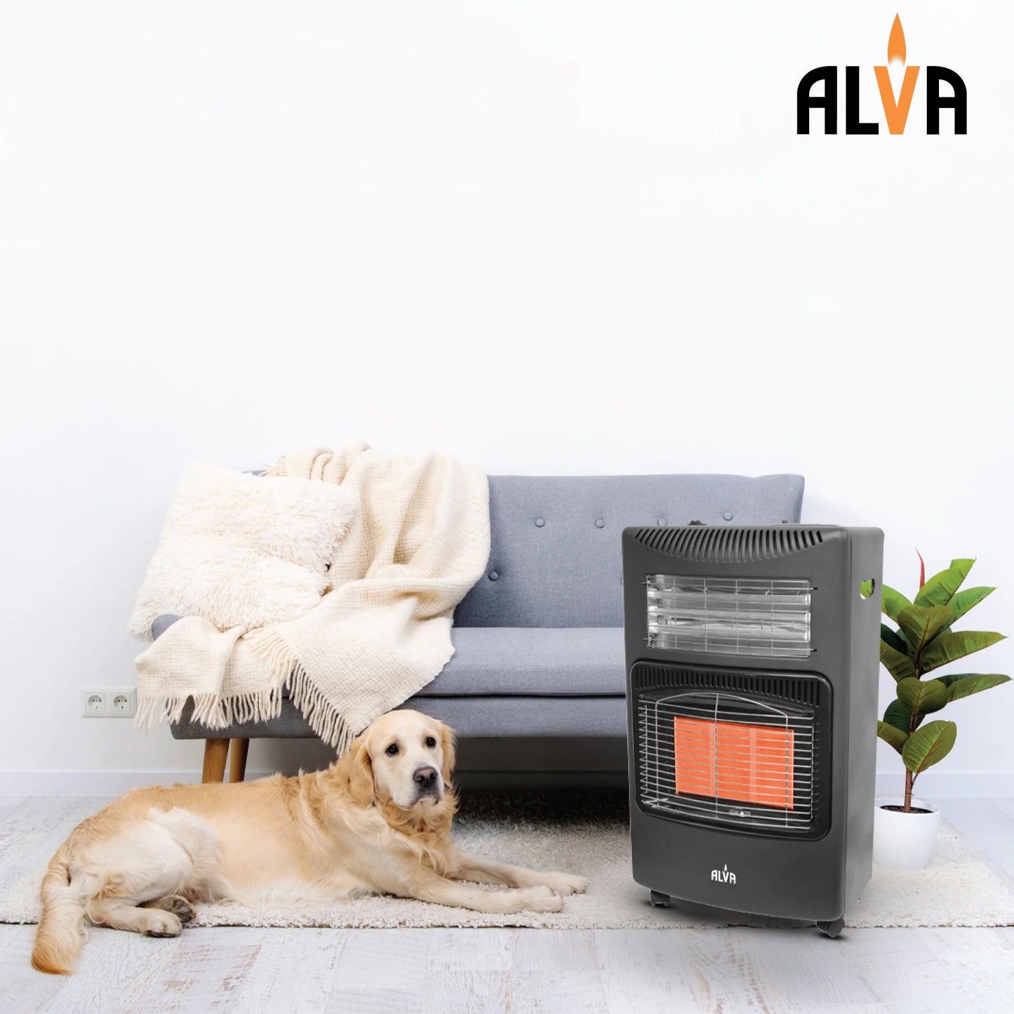 Alva 3 Panel Gas Heater Black
