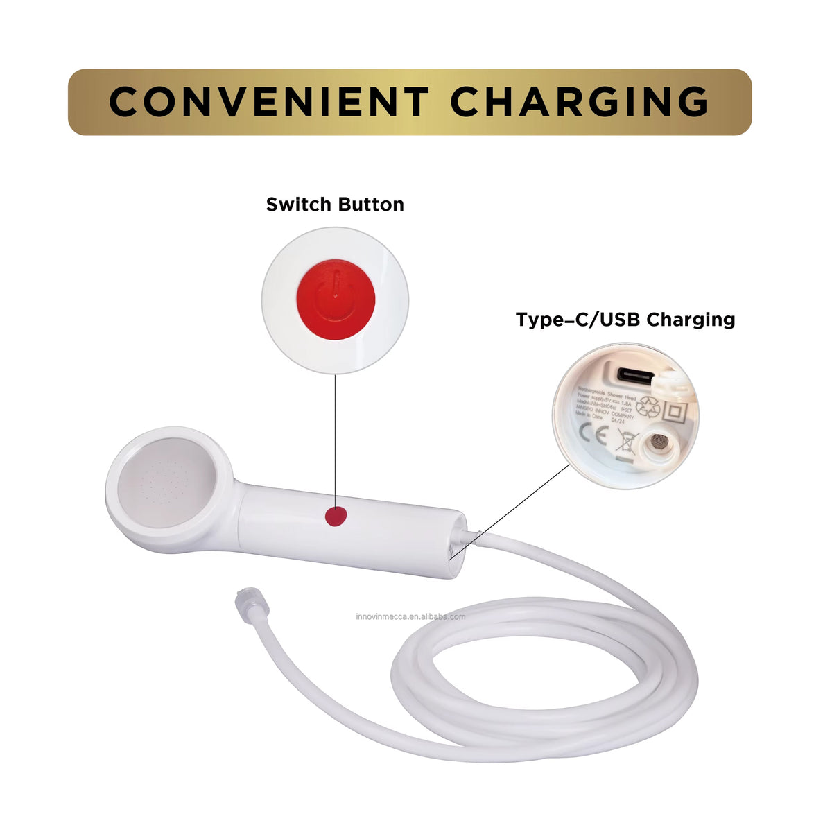 Islamic Rechargeable Camping Shower - White