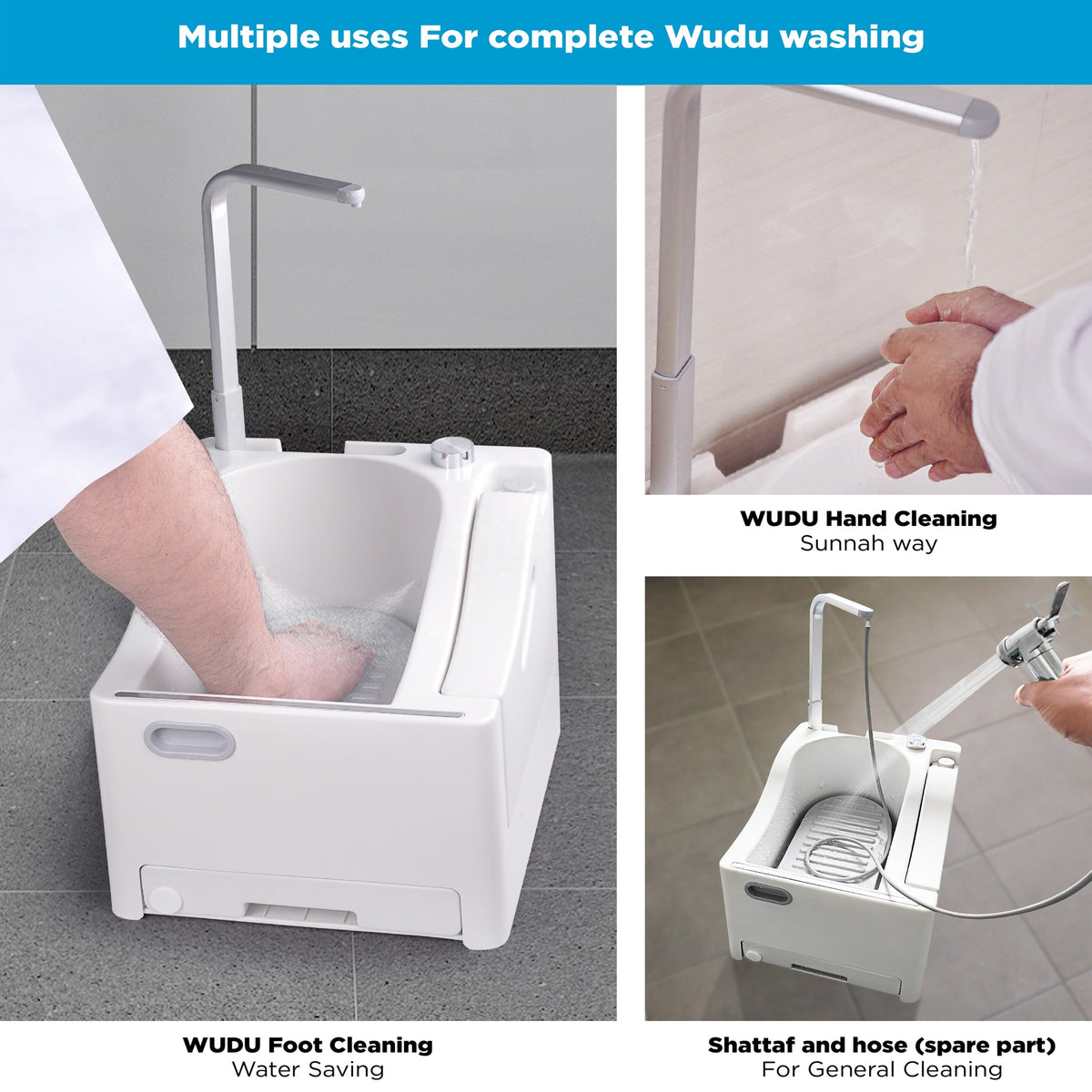 Islamic Wudu Portable Machine With Jet Spray - White