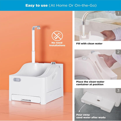 Islamic Wudu Portable Machine With Jet Spray - White