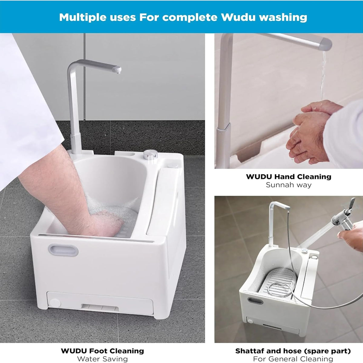 Islamic Wudu Portable Machine With Jet Spray - White
