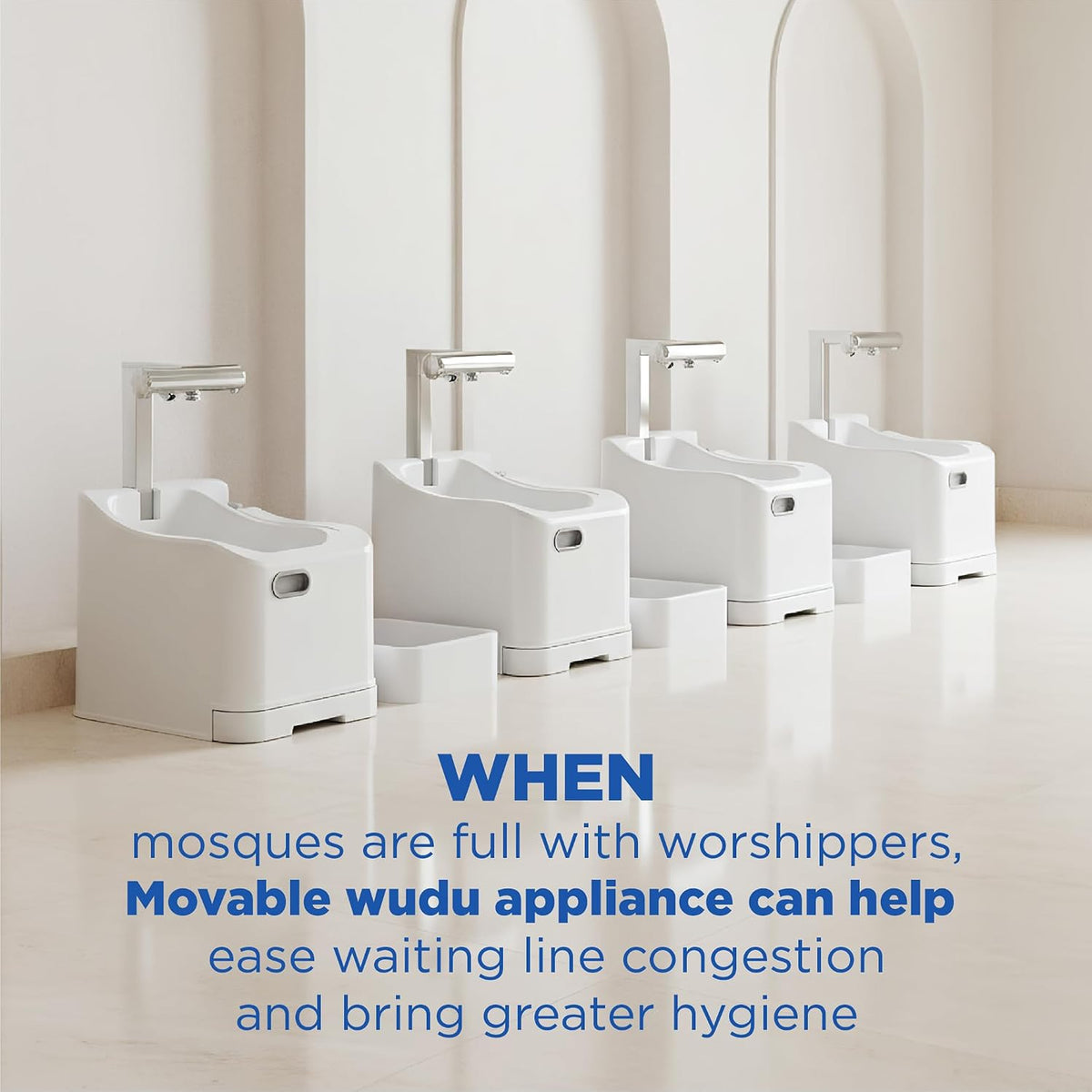 Islamic Wudu Washer Station With Dry Function - White