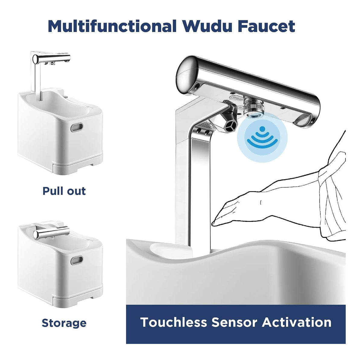Islamic Wudu Washer Station With Dry Function - White