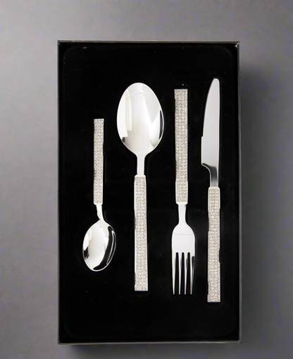 Jenna Clifford 16 Piece Diamond 18/10 Cutlery Set - Silver