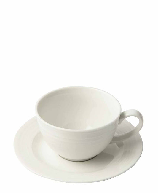 Jenna Clifford Embossed Lines Cup & Saucer - Cream