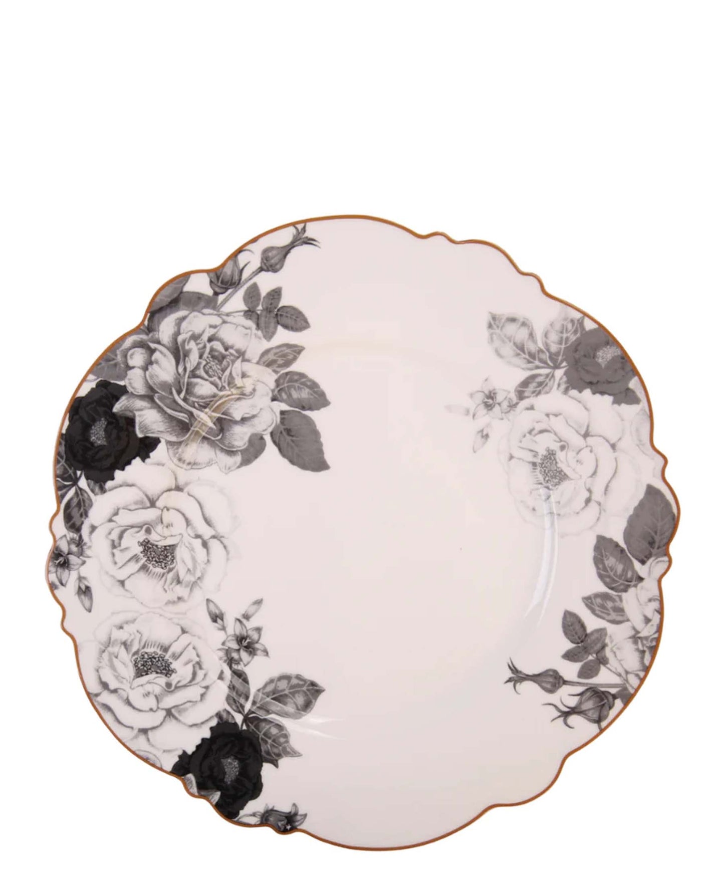 Jenna Clifford Black Rose Charger - Black & White