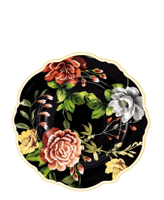 Jenna Clifford 4 Piece Botanica Rose Dinner Plate Set - Black