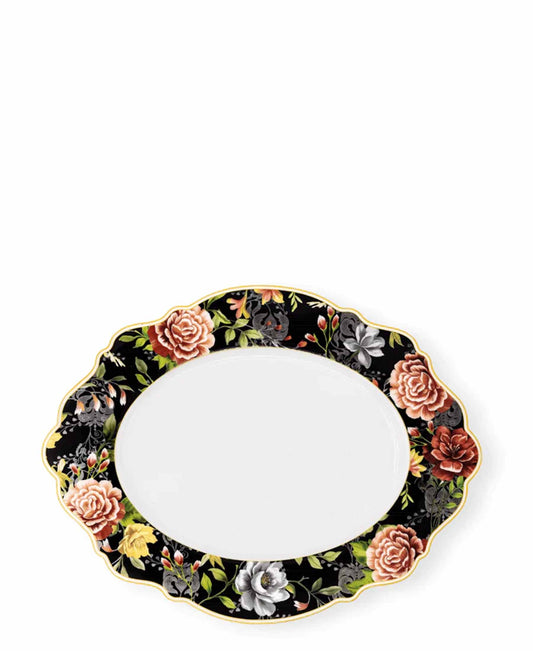 Jenna Clifford Botanica Rose Oval Platter - Black & White