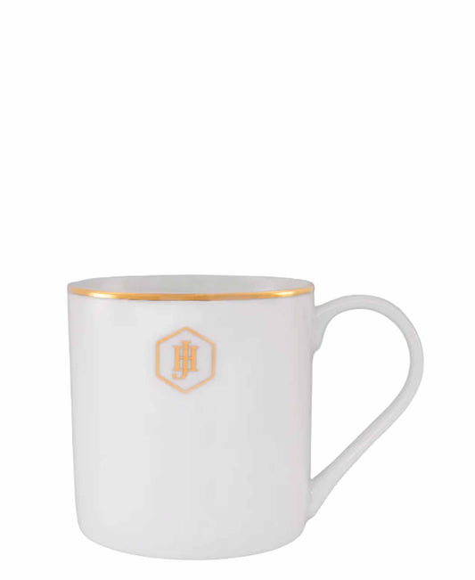 Jenna Clifford 350ml Gold Rimmed Coffee Mug - White