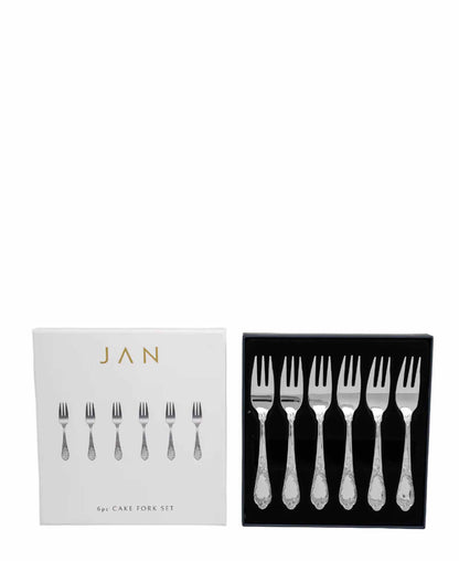 Jenna Clifford 6 Piece Pluto Cake Fork Set - Silver