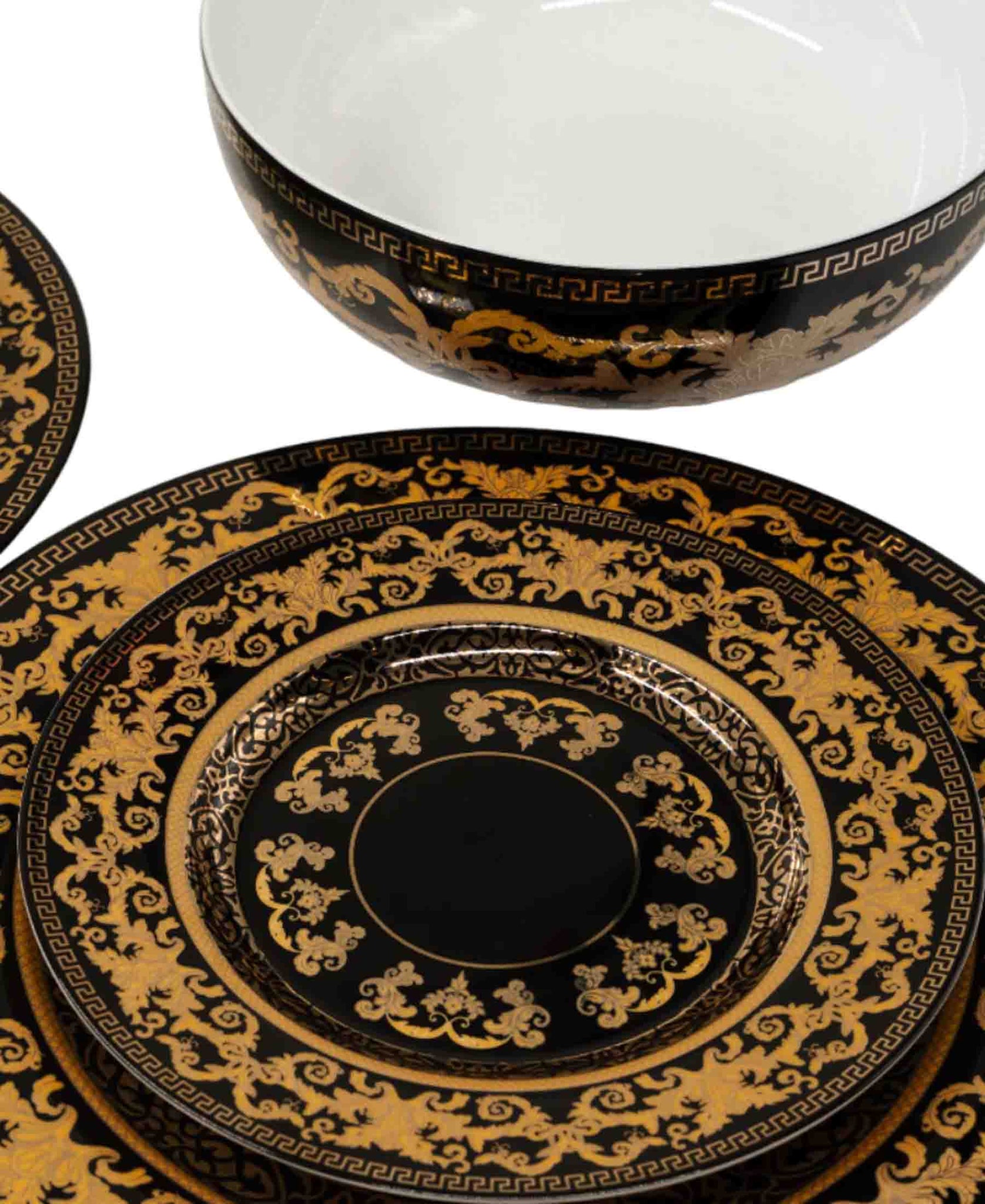 Jenna Clifford 4 Piece Grandeur Side Plate Set Black Gold