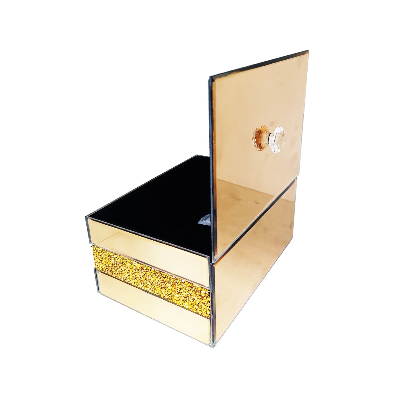 Exotic Designs Crushed Diamond Jewellery Box - Gold