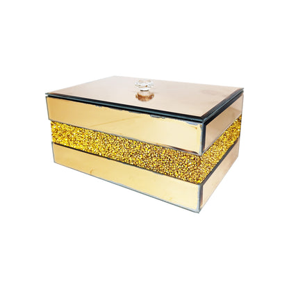 Exotic Designs Crushed Diamond Jewellery Box - Gold