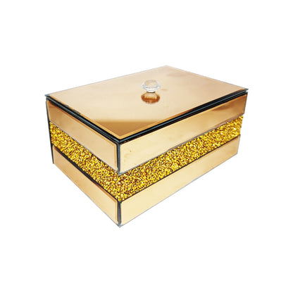 Exotic Designs Crushed Diamond Jewellery Box - Gold