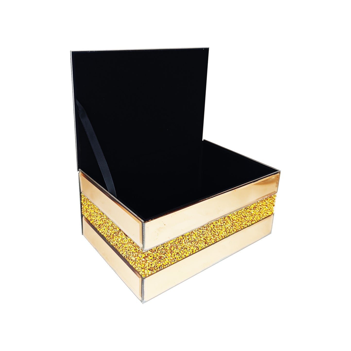 Exotic Designs Crushed Diamond Jewellery Box - Gold