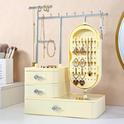 Antalya Jewelry Organizer Stand with HD Mirror Yellow