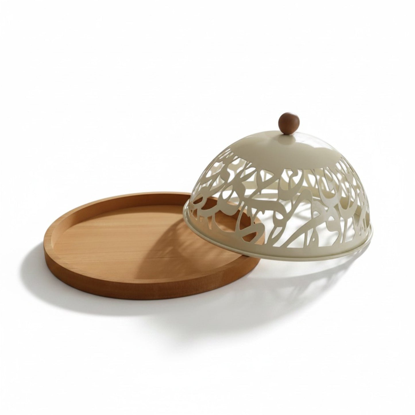 Calligraphy Design 28cm Wooden Cake Dome Cream