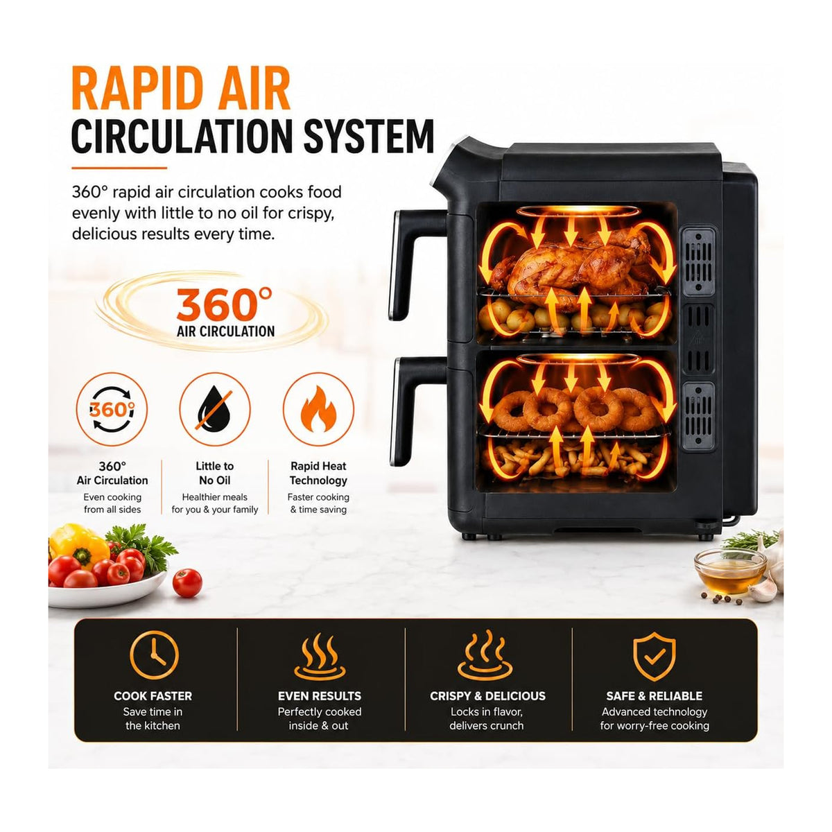Kenwood Vertical Duo 11Lt Dual Basket Air Fryer Black