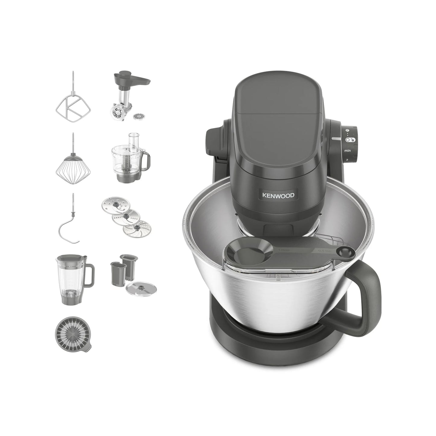 Kenwood Multi Tasker 4.3Lt Stand Mixer With Full Accessories Grey