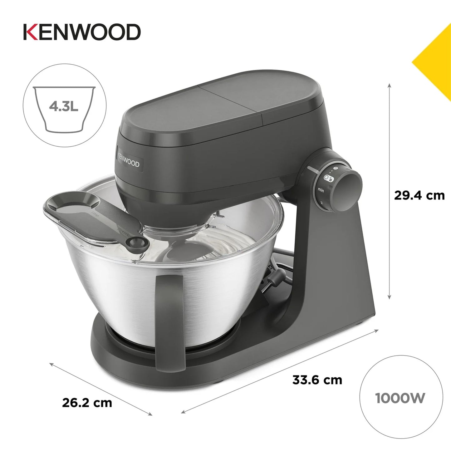 Kenwood Multi Tasker 4.3Lt Stand Mixer With Full Accessories Grey