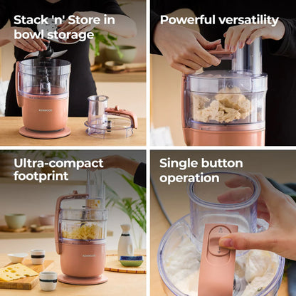 Kenwood MultiPro Go Compact Food Processor with Express Serve Clay Red