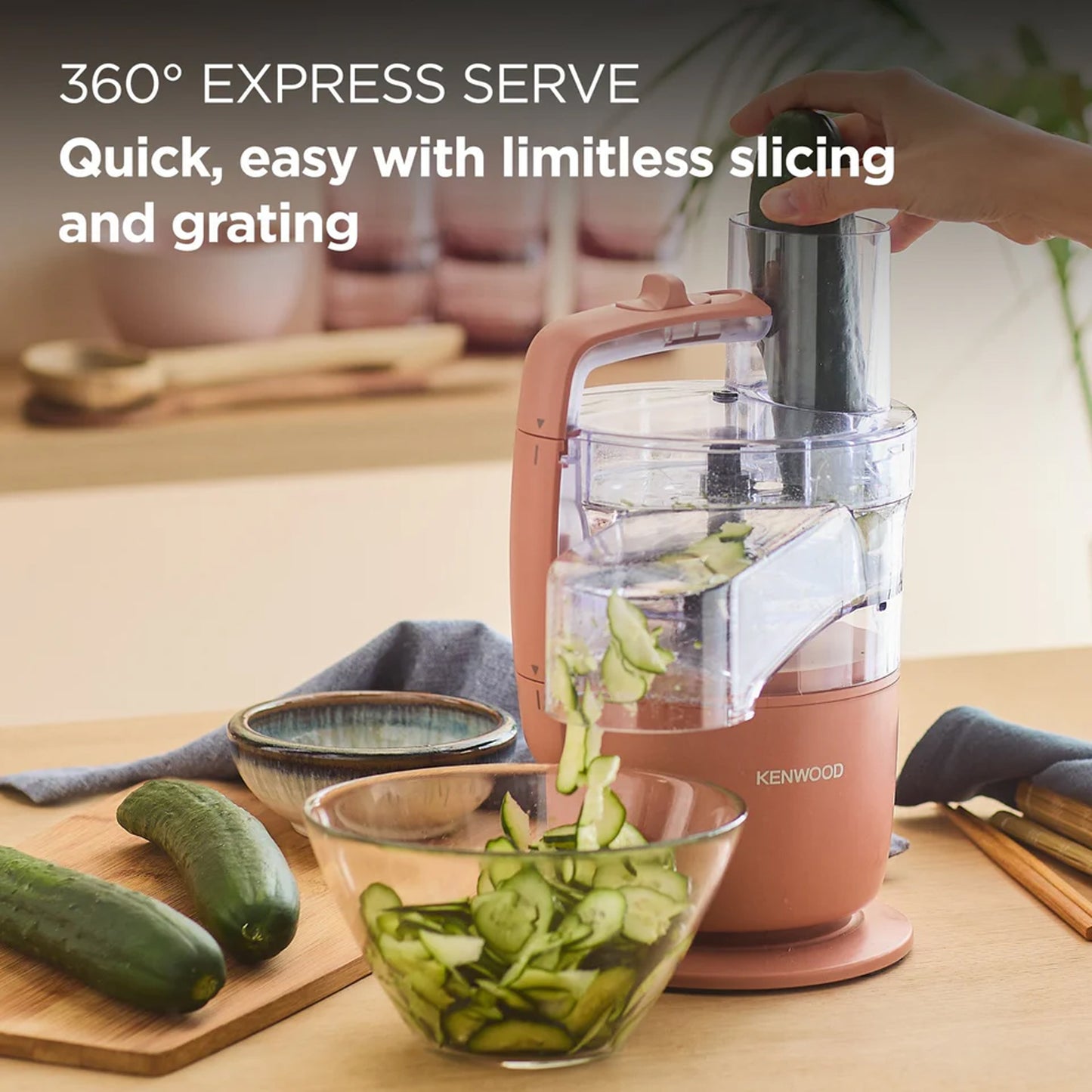 Kenwood MultiPro Go Compact Food Processor with Express Serve Clay Red