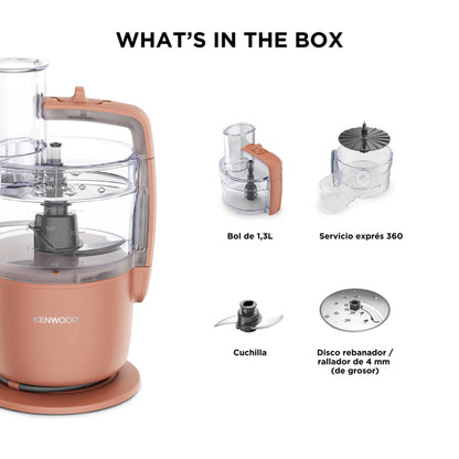 Kenwood MultiPro Go Compact Food Processor with Express Serve Clay Red