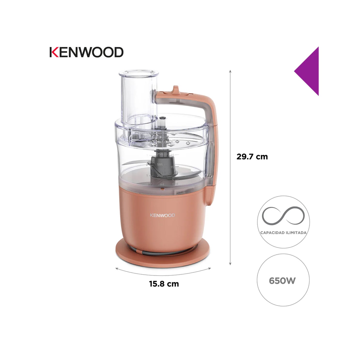 Kenwood MultiPro Go Compact Food Processor with Express Serve Clay Red