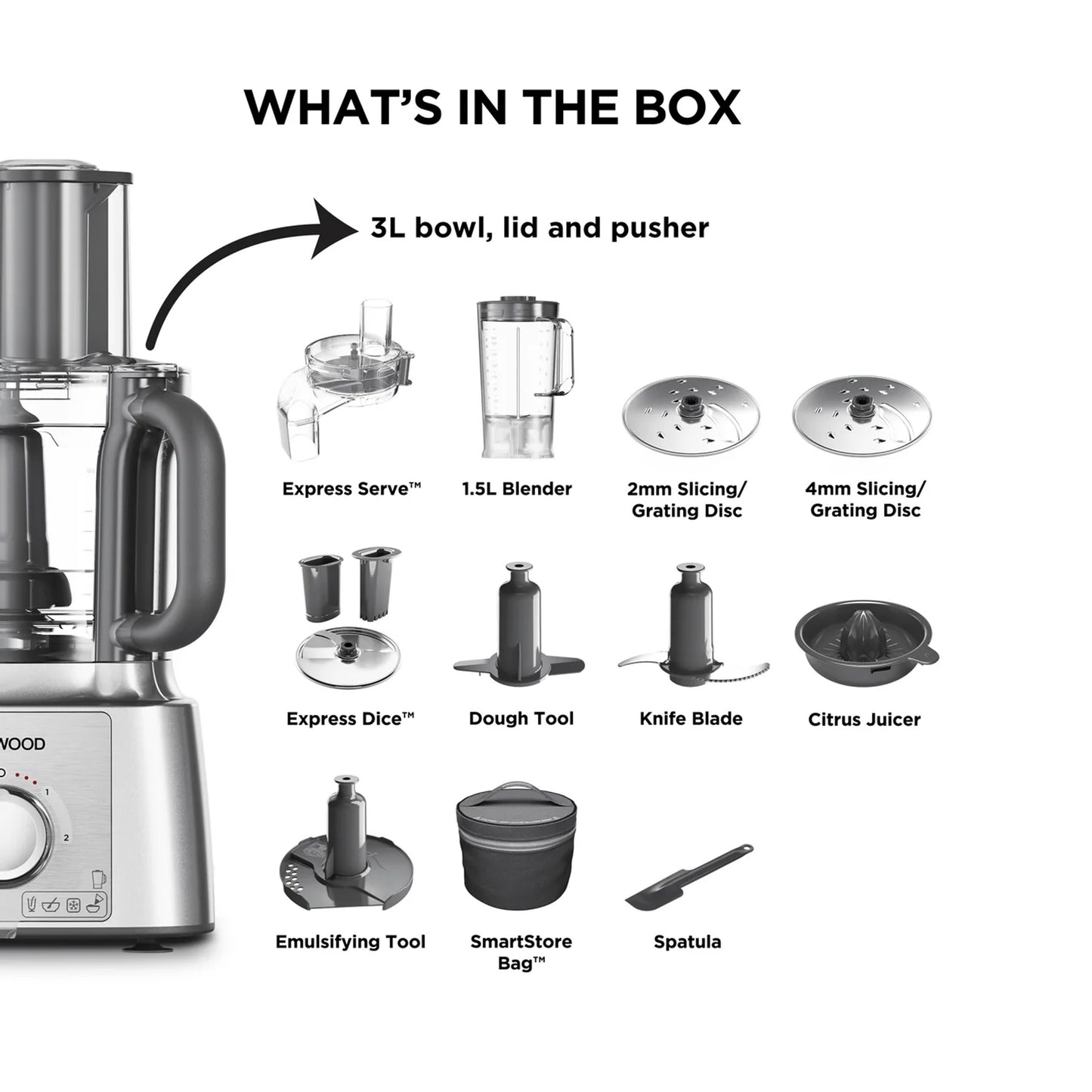 Kenwood MultiPro Express 3Lt Food Processor With Express Dice Silver