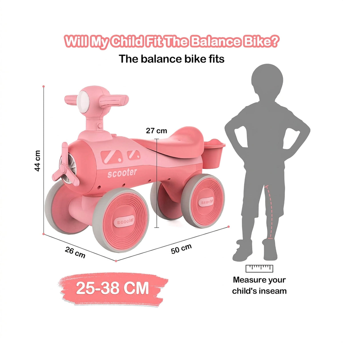 Kids Balance Scooter Pink