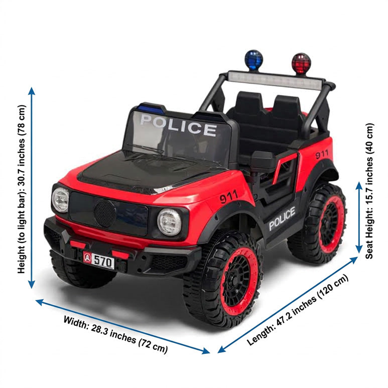 Kids Ride On Jeep Police Car Red
