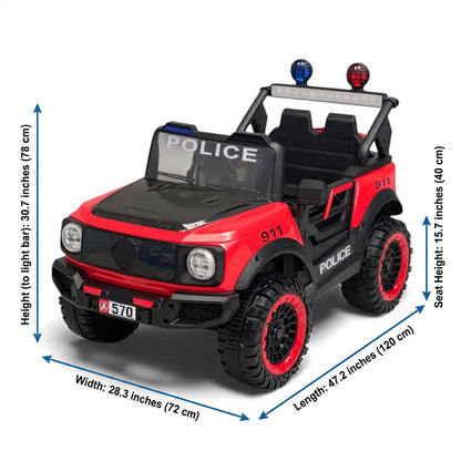 Kids Ride On Jeep Police Car Red