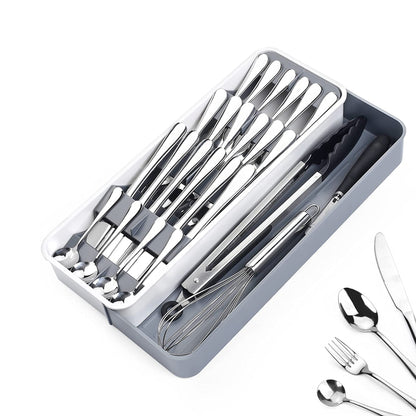 Aqua Kitchen Drawer Organizer Grey & White