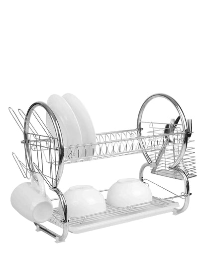 Kitchen Life 2 Level Chrome Dish Rack - Silver