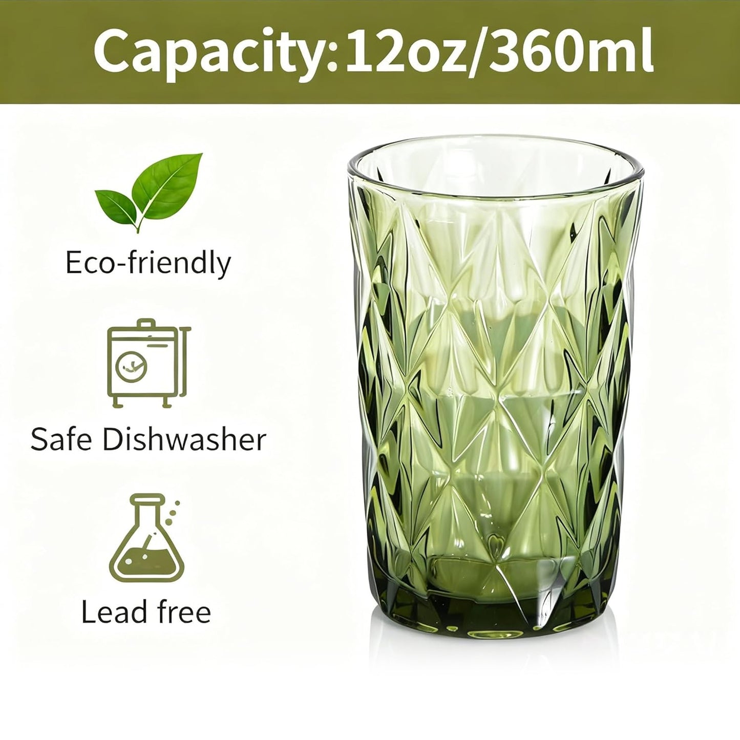Kitchen Life 3 Piece Glass Tumbler Set - Green
