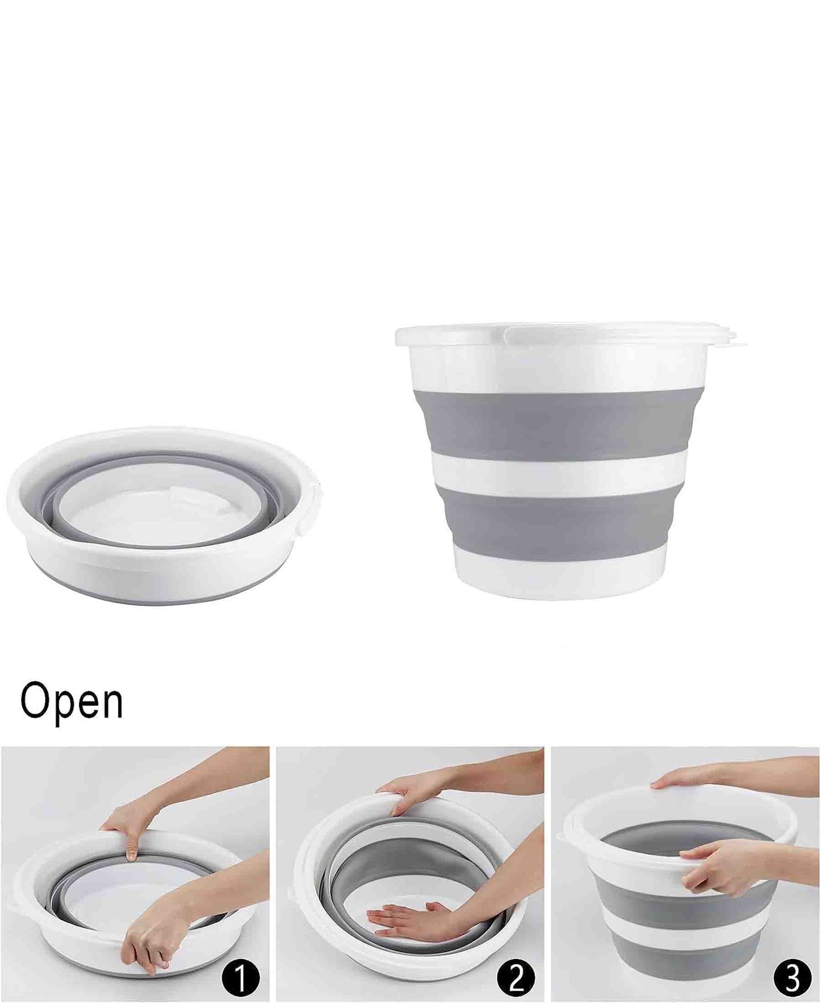 Kitchen Life Collapsible 10Lt Bucket - White & Grey