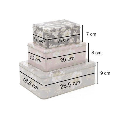 Kitchen Life 3 Piece Cookie Storage Box Set - Floral