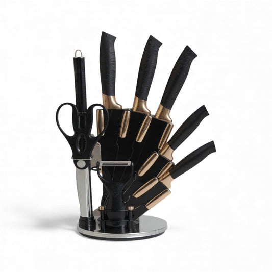 9 Piece Knife Block Set Black