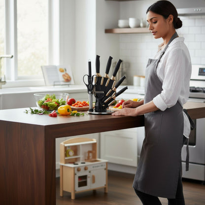9 Piece Knife Block Set Black