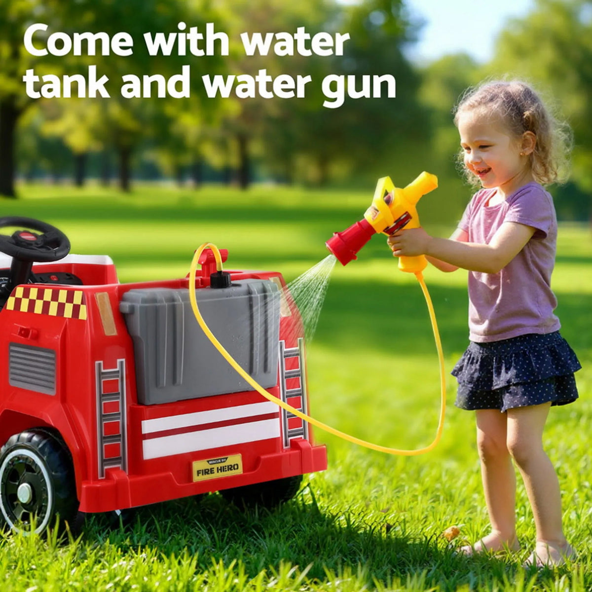 Fire Rescue Kids Electric Ride-On Fire Truck with Water Gun - L911L Pro