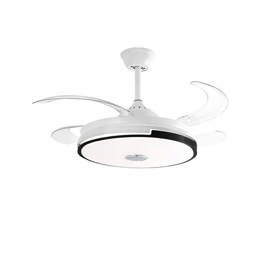 Exotic Designs Multipurpose Retractable Ceiling Fan LED Light with Bluetooth Speaker Clear & White